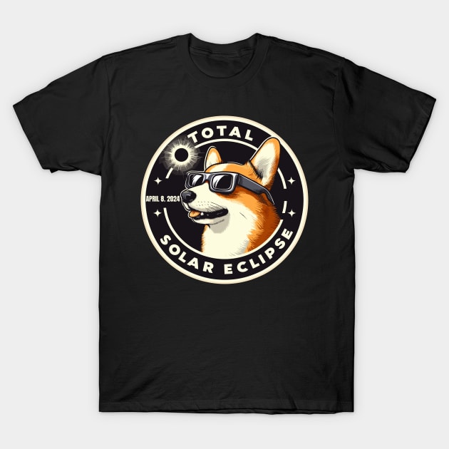 Funny Corgi Total solar eclipse 2024 T-Shirt by TomFrontierArt